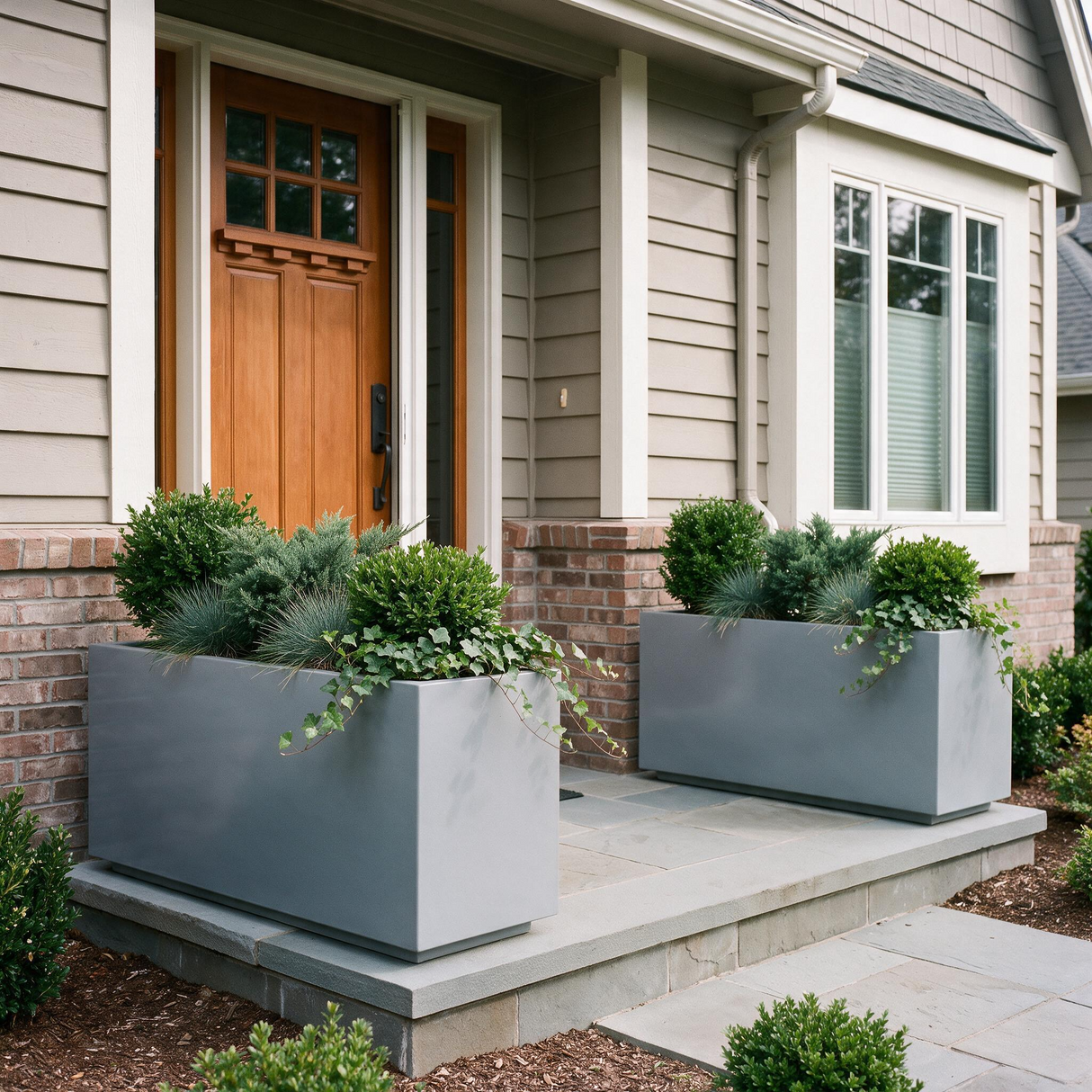 The Welcome Pair – Classic Aluminum Rectangular Planters (Set of 2)