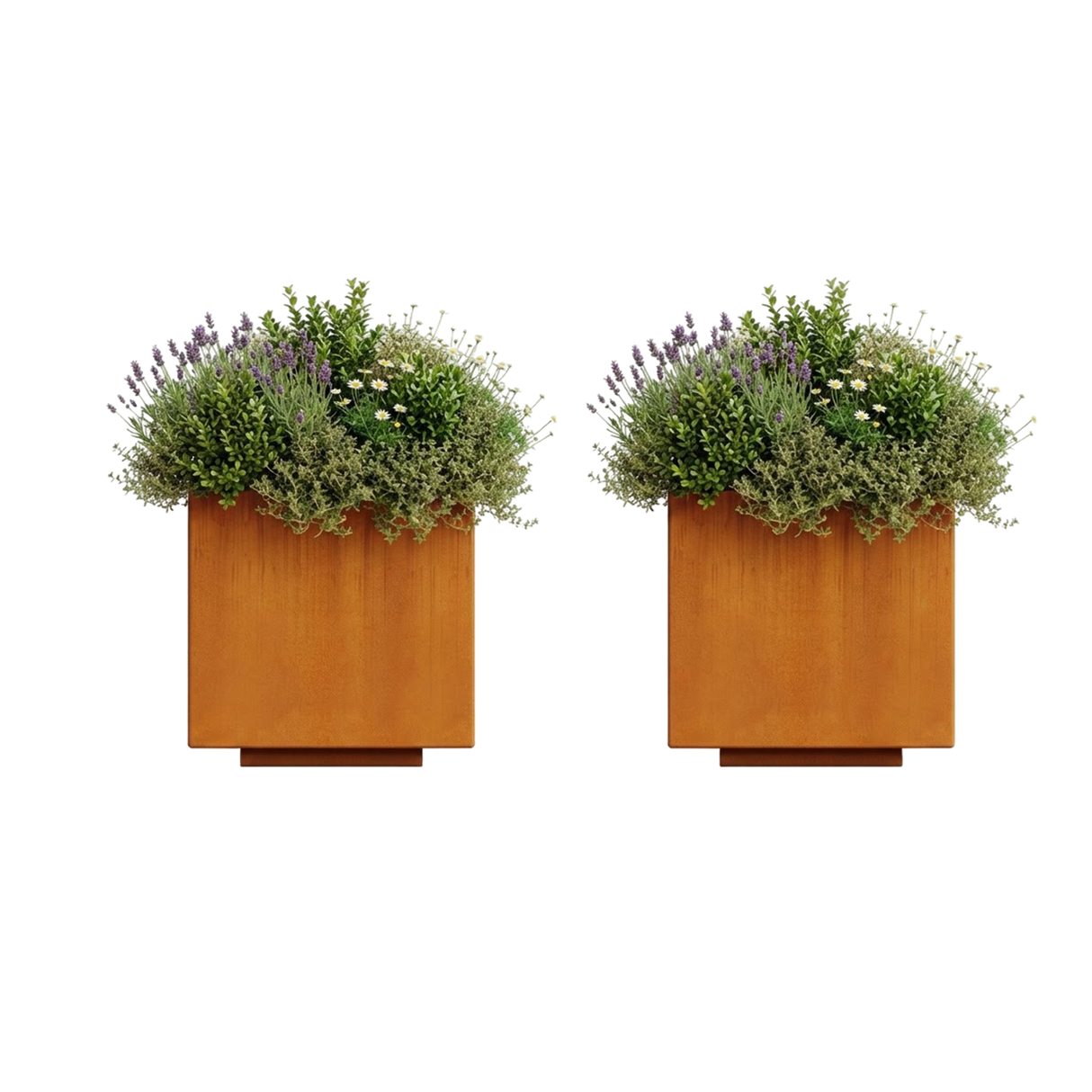 The Welcome Pair – Classic Corten Steel Cube Planters (Set of 2)