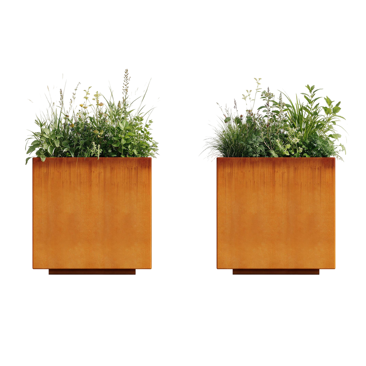 The Welcome Pair – Classic Corten Steel Cube Planters (Set of 2)