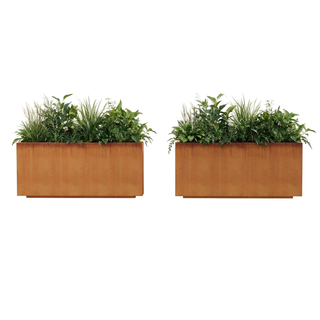 The Welcome Pair – Classic Corten Steel Rectangular Planters (Set of 2)