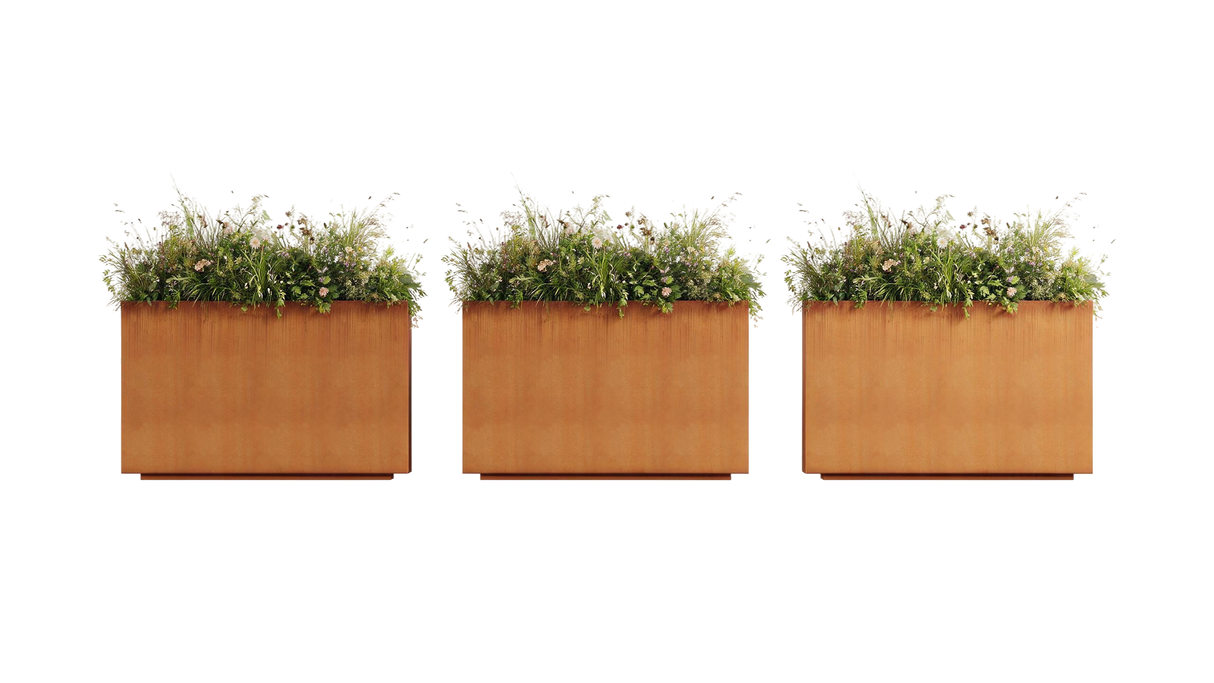 The Patio Trio – Corten Steel Rectangular Planters (Set of 3)
