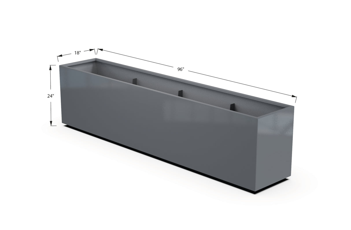 30% OFF Aluminum Rectangular Planter – 96" x 18" x 24"
