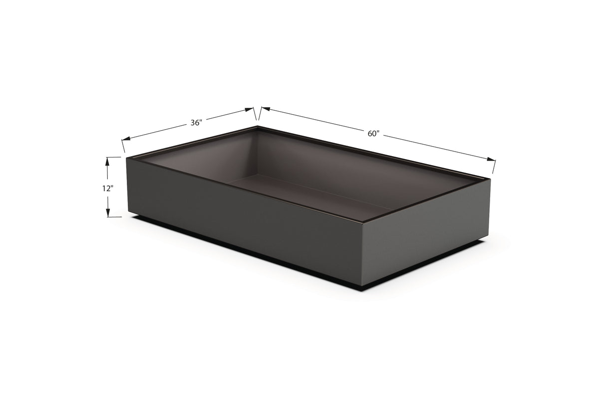 Aluminum Rectangular 36" Wide Planter – 12" to 18" H