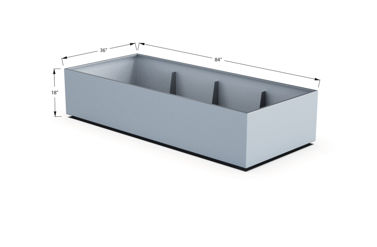 Aluminum Rectangular 36" Wide Planter – 12" to 18" H