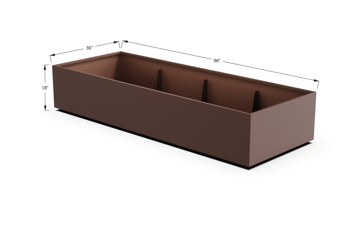 Aluminum Rectangular 36" Wide Planter – 12" to 18" H