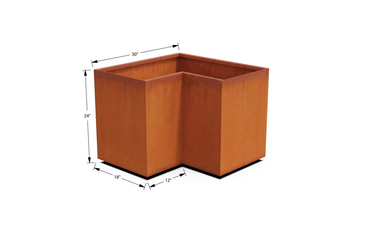 Corten Steel Corner Planter - Plantercraft