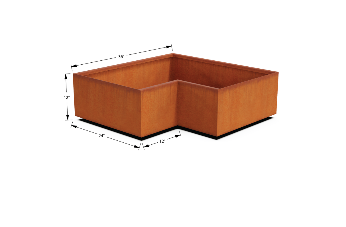 Corten Steel Corner Planter – 12" to 24" H