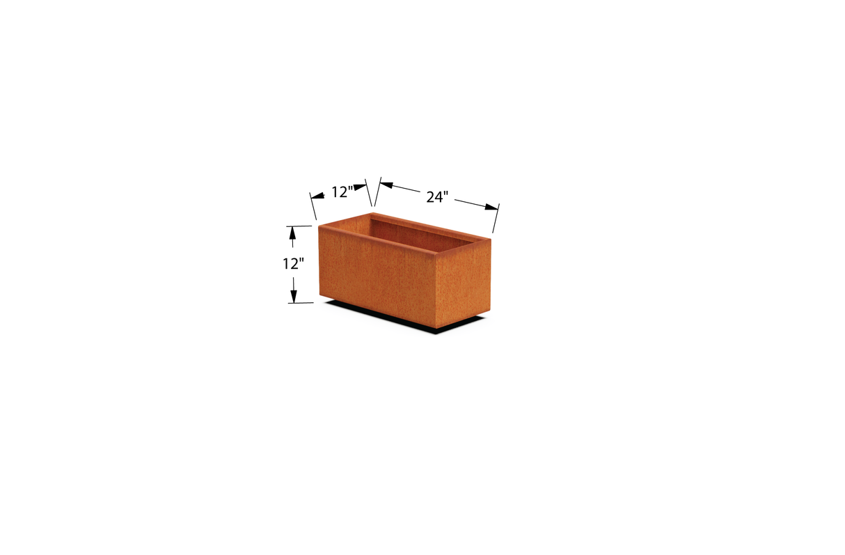 Corten Steel Rectangular Planter – 12" to 18" H