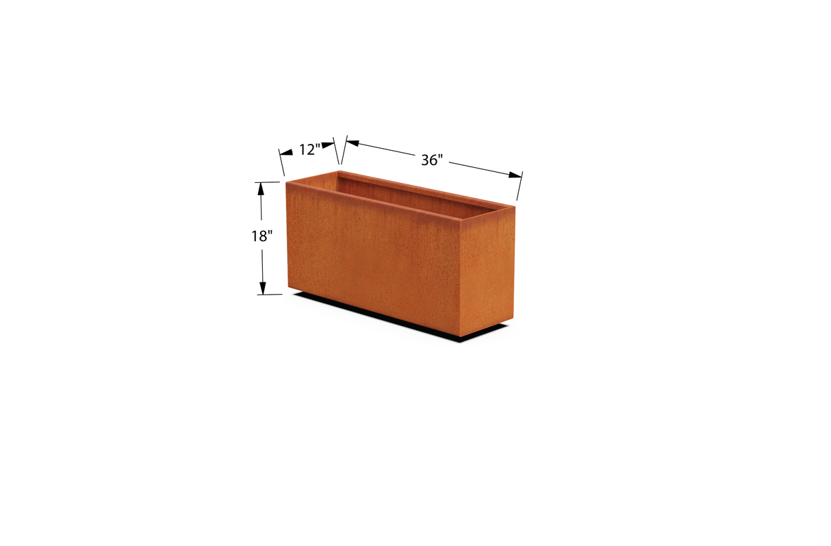 Corten Steel Rectangular Planter – 12" to 18" H