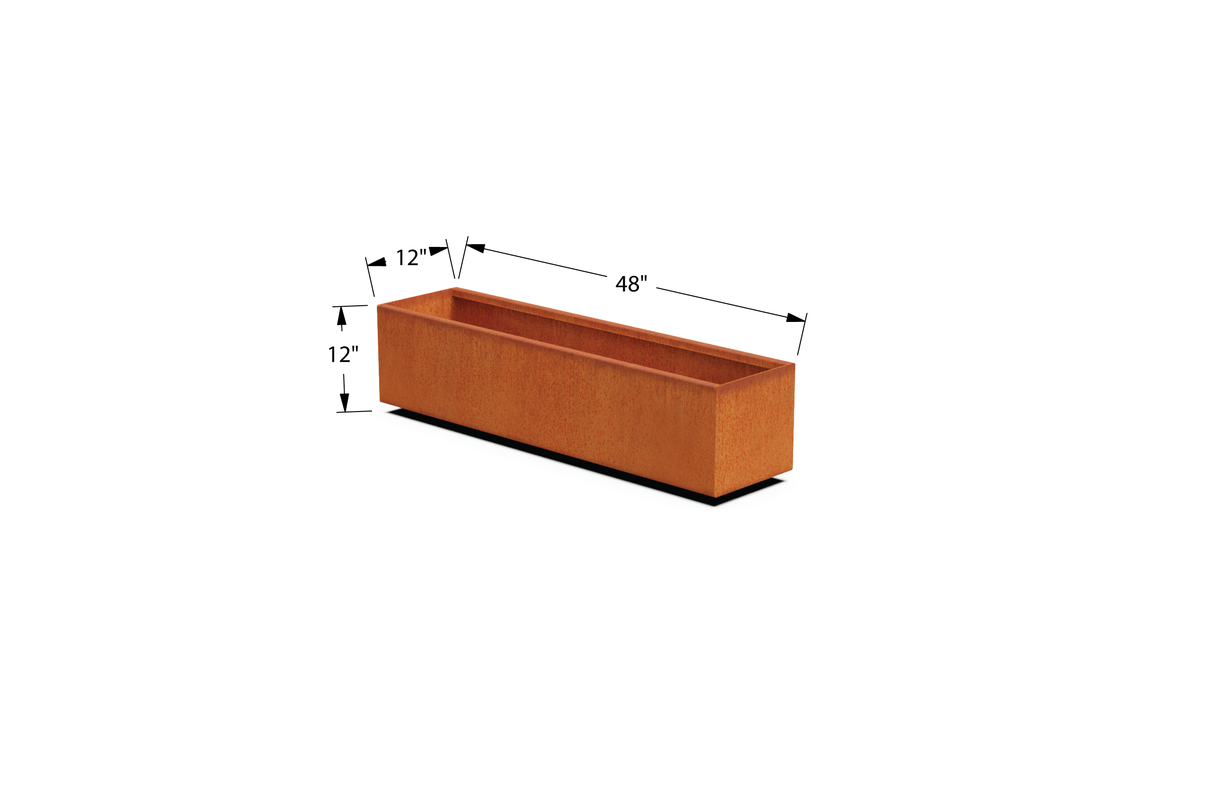 Corten Steel Rectangular Planter – 12" to 18" H