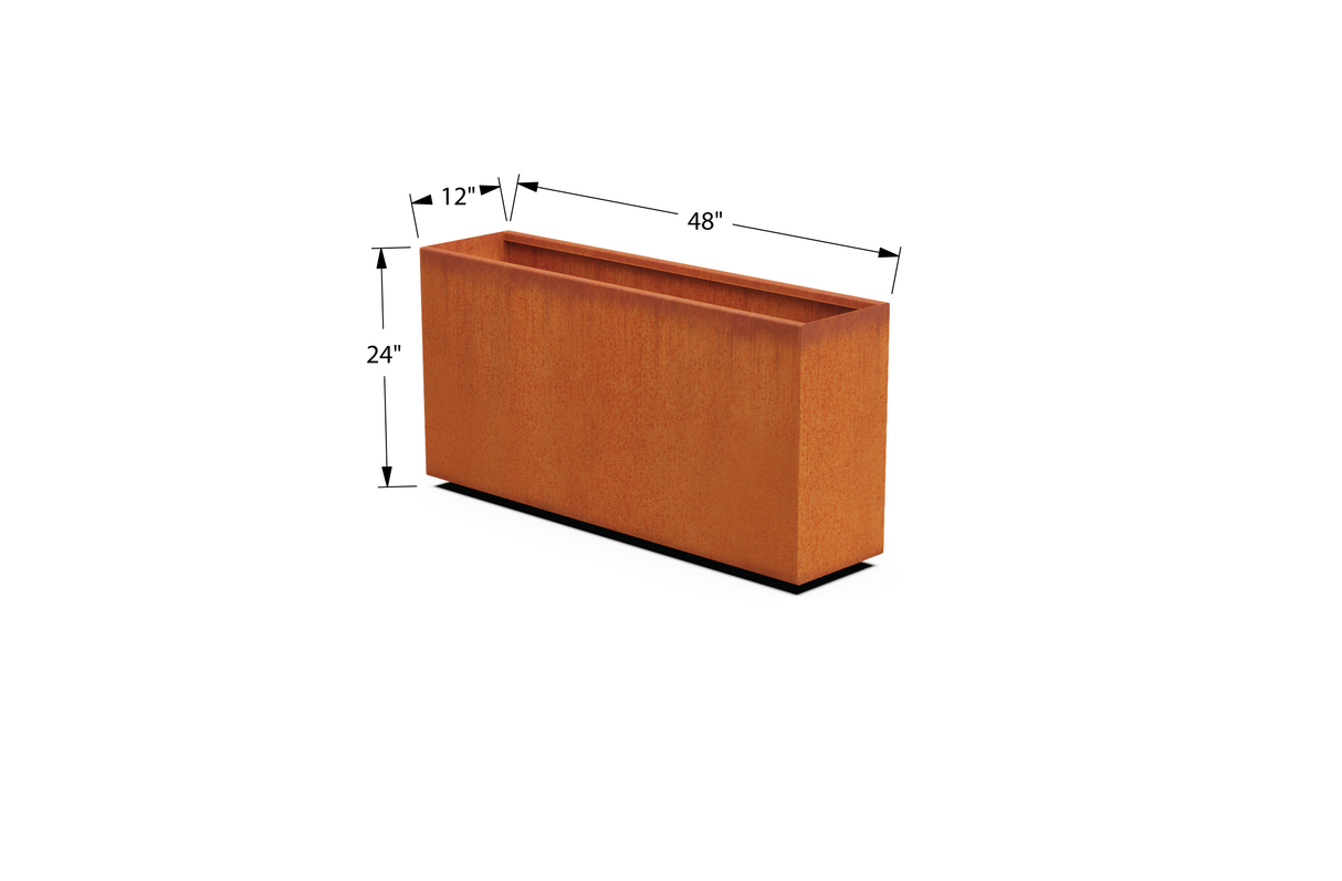 30% OFF Corten Steel Rectangular Planter – 48" x 12" x 24"