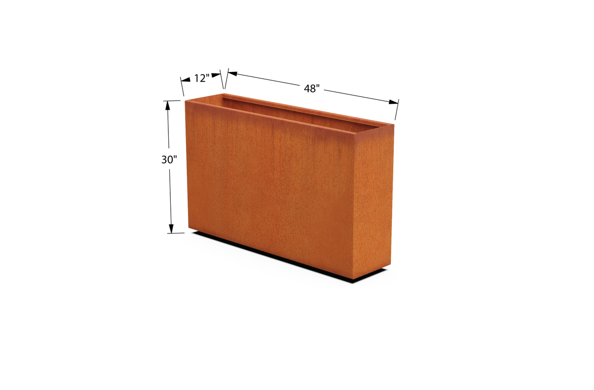 Corten Steel Rectangular Planter – 30" to 36" H