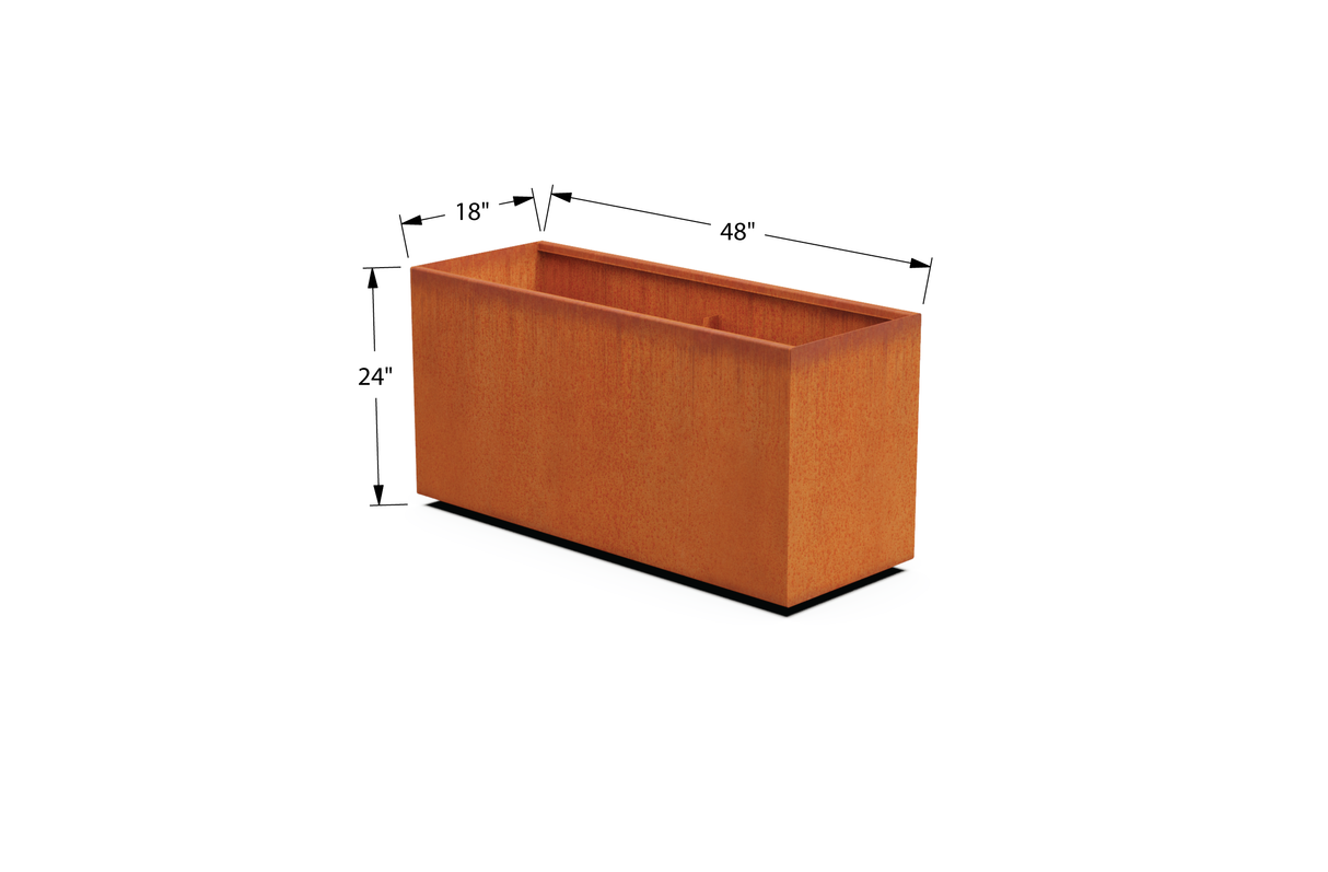 30% OFF Corten Steel Rectangular Planter – 48" x 18" x 24"