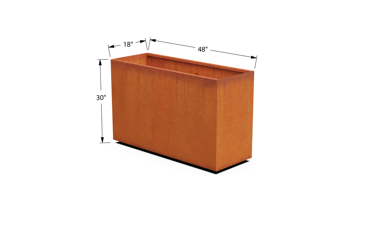 Corten Steel Rectangular Planter – 30" to 36" H