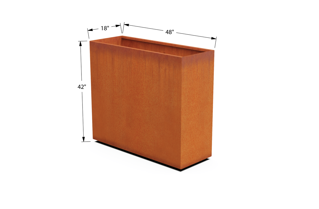 Corten Steel Rectangular Tall Planter – 42" H