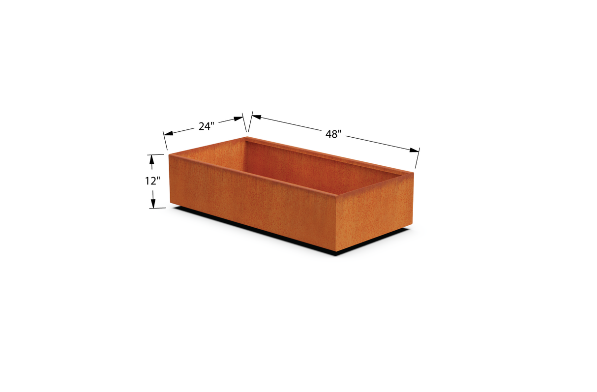 Corten Steel Rectangular Planter – 12" to 18" H