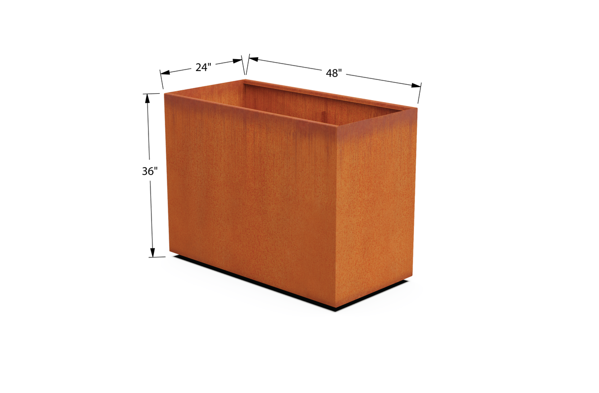 Corten Steel Rectangular Planter – 30" to 36" H