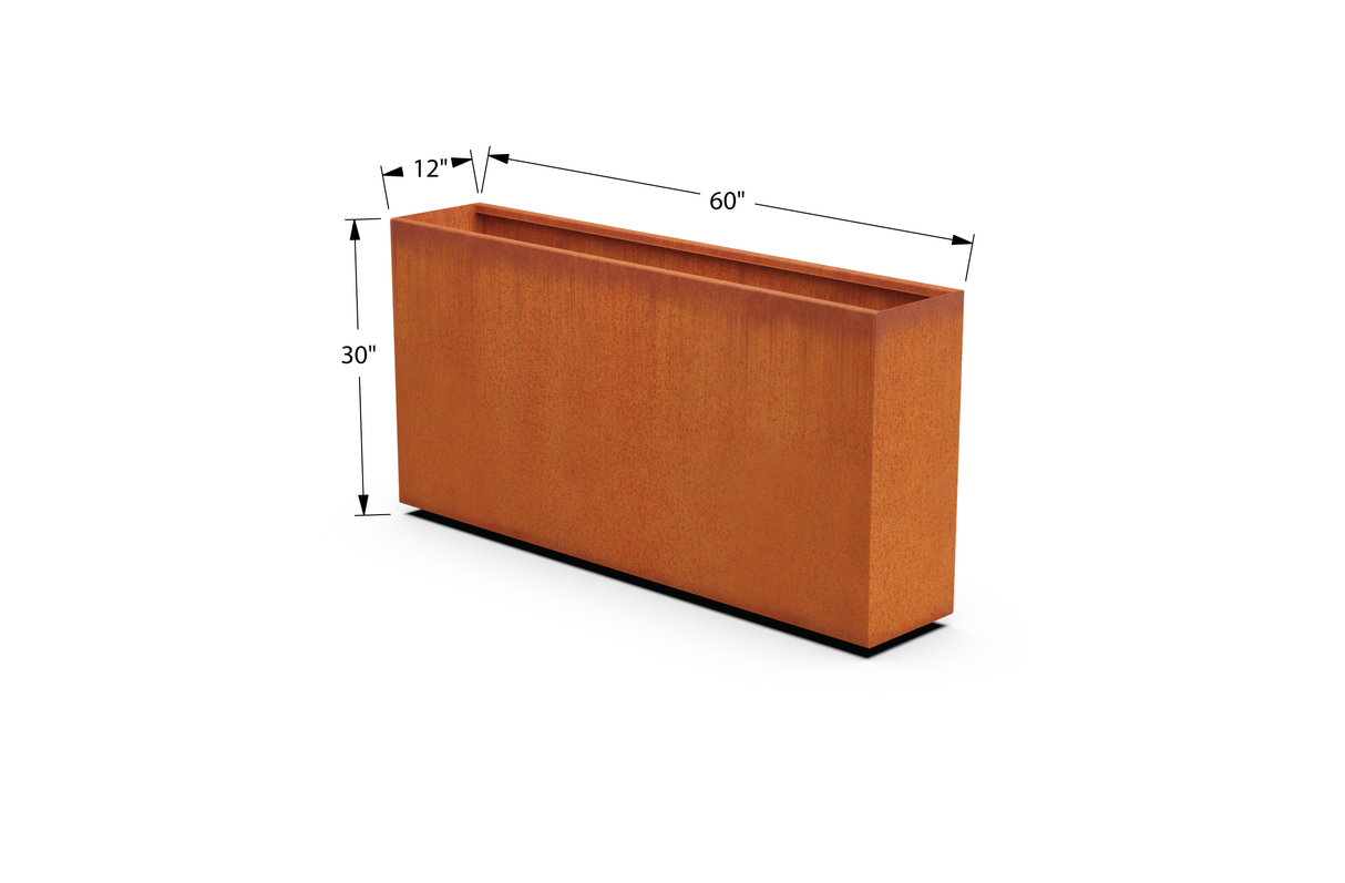 Corten Steel Rectangular Planter – 30" to 36" H