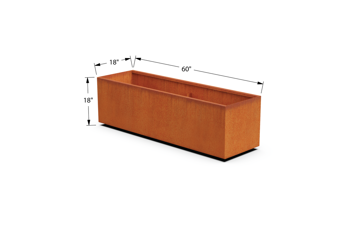 Corten Steel Rectangular Planter – 12" to 18" H
