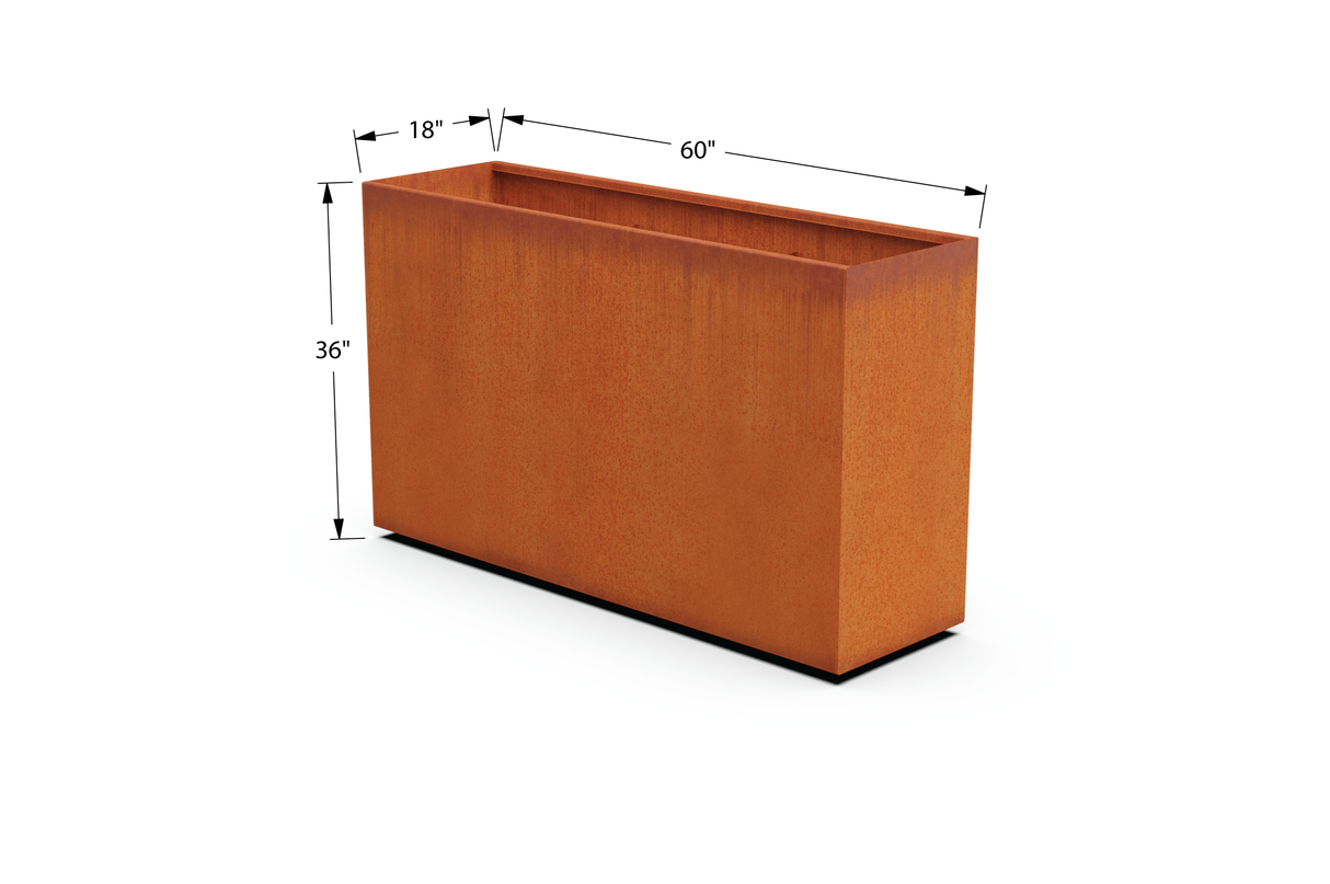 Corten Steel Rectangular Planter – 30" to 36" H
