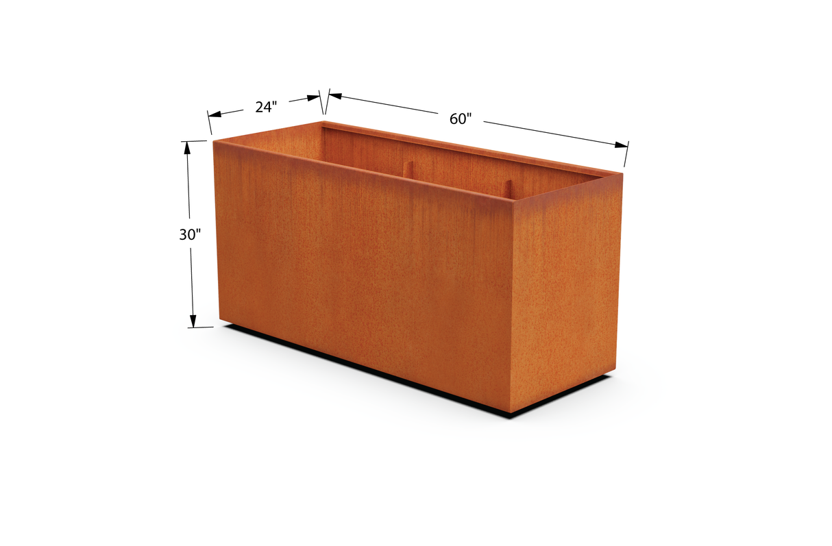 Corten Steel Rectangular Planter – 30" to 36" H