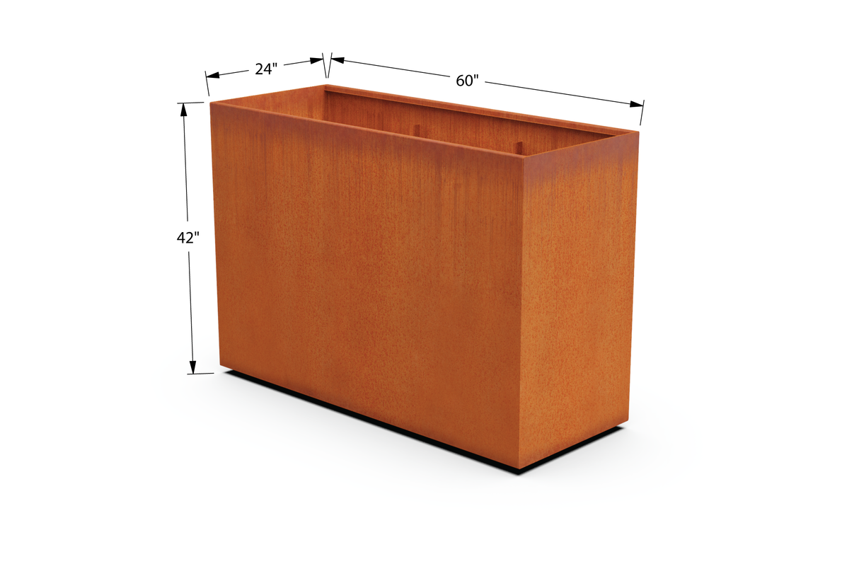 Corten Steel Rectangular Tall Planter – 42" H