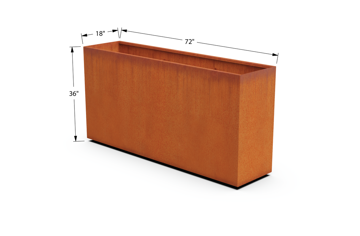 Corten Steel Rectangular Planter – 30" to 36" H
