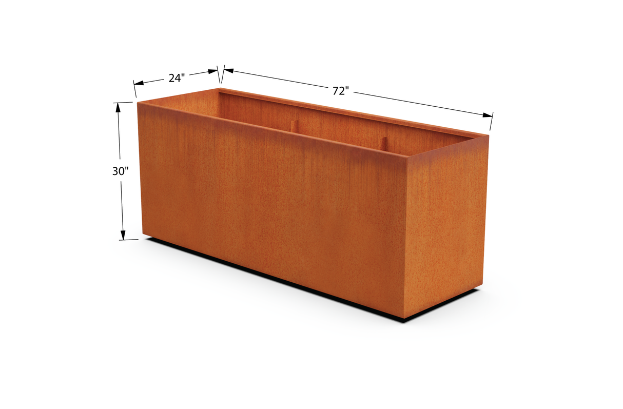 Corten Steel Rectangular Planter – 30" to 36" H