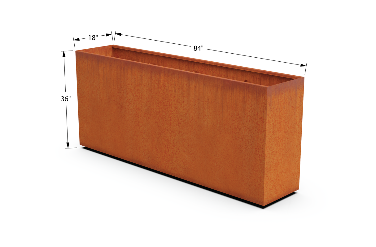 Corten Steel Rectangular Planter – 30" to 36" H