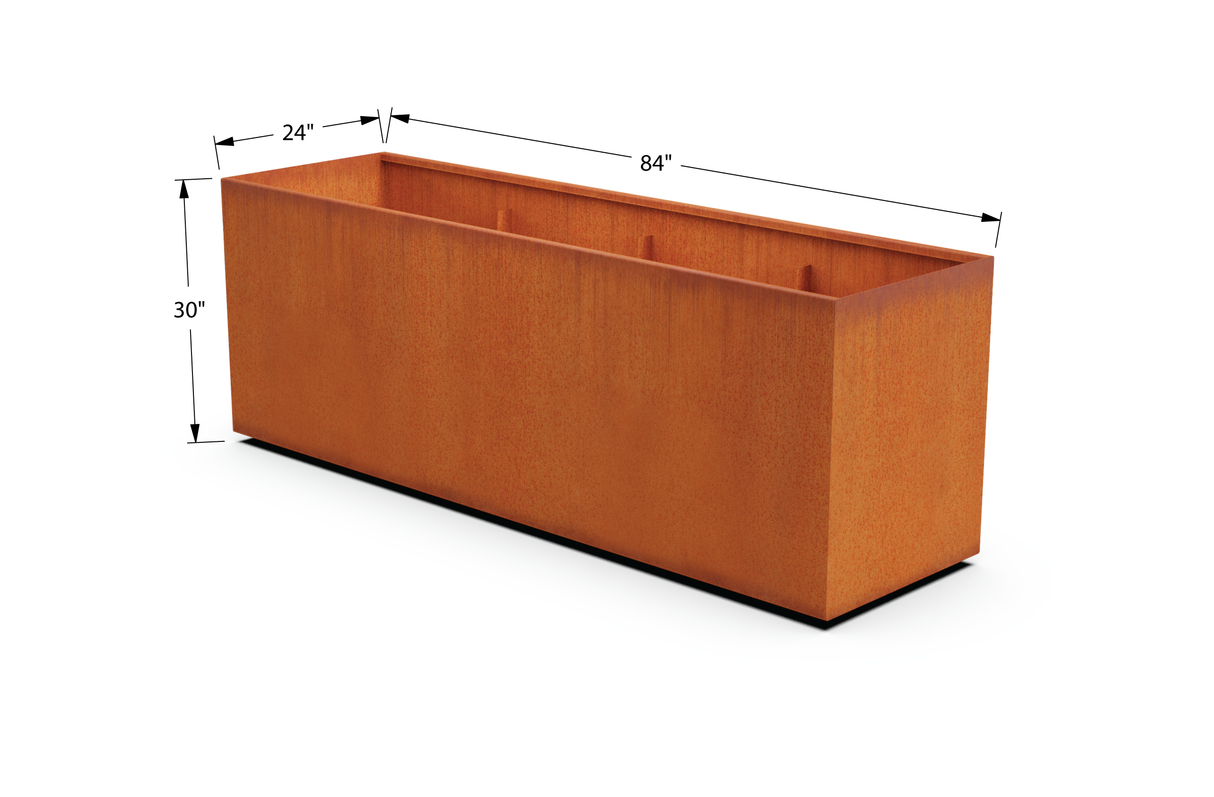 Corten Steel Rectangular Planter – 30" to 36" H