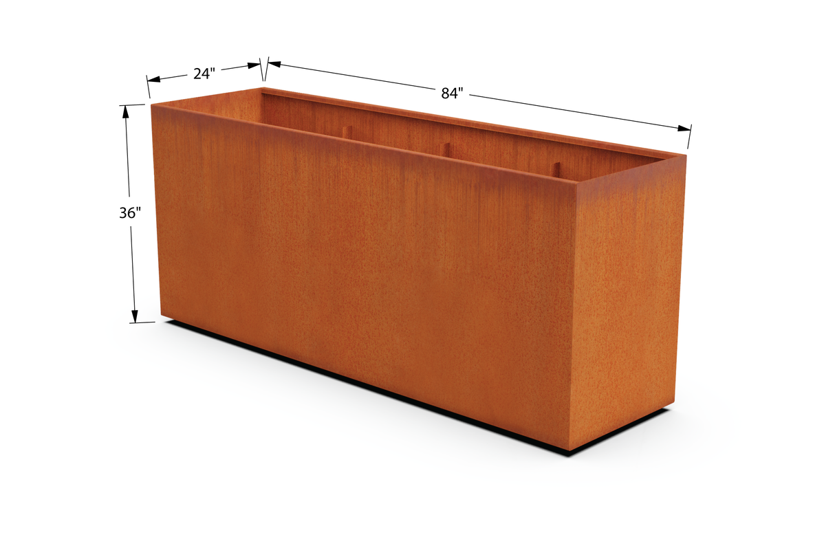 Corten Steel Rectangular Planter – 30" to 36" H