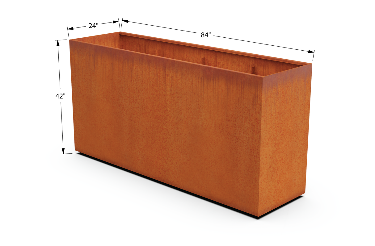 Corten Steel Rectangular Tall Planter – 42" H