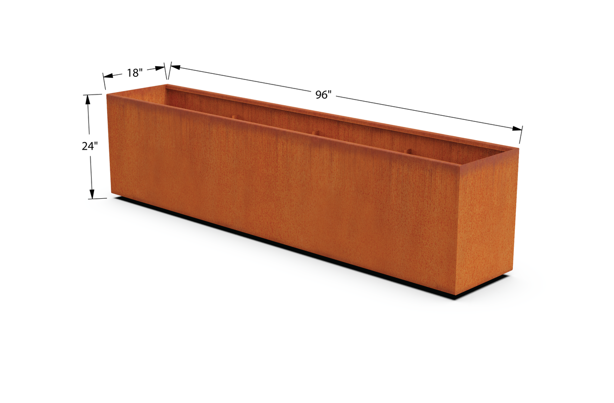 30% OFF Corten Steel Rectangular Planter – 96" x 18" x 24"