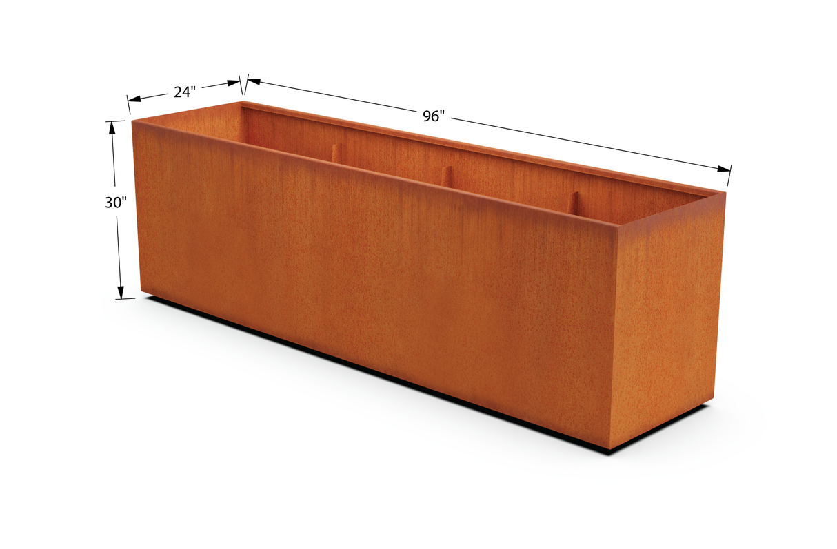Corten Steel Rectangular Planter – 30" to 36" H