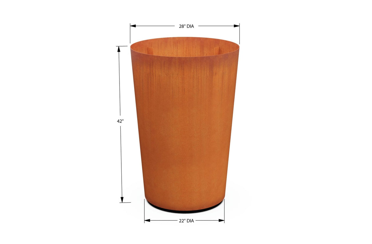 Corten Steel Round Tapered Planter - Plantercraft