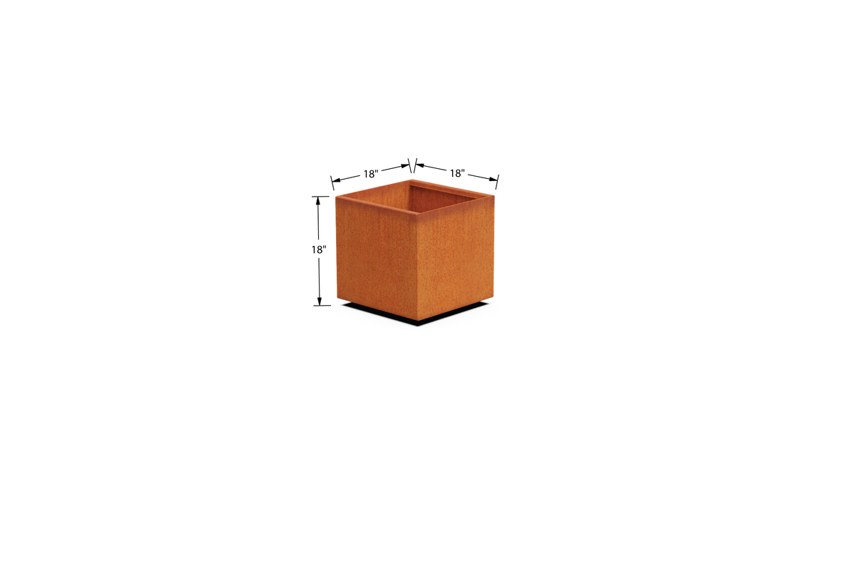 Corten Steel Square & Cube Planter – 12" to 24" H