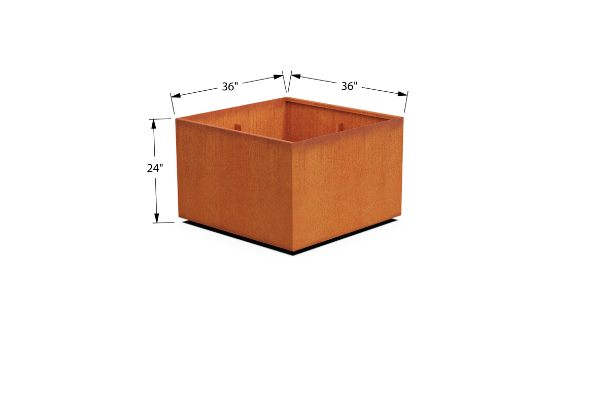 Corten Steel Square & Cube Planter – 12" to 24" H