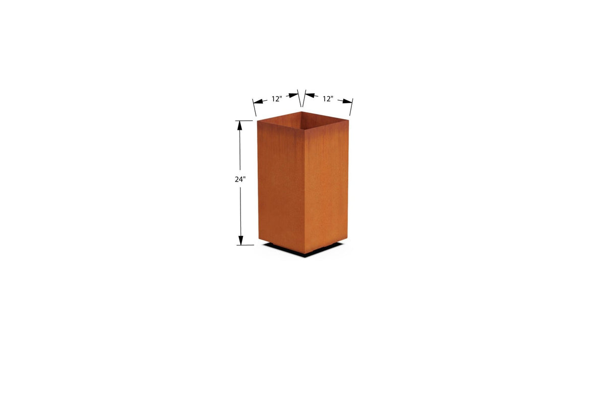 Corten Steel Tall Cube Planter - Plantercraft