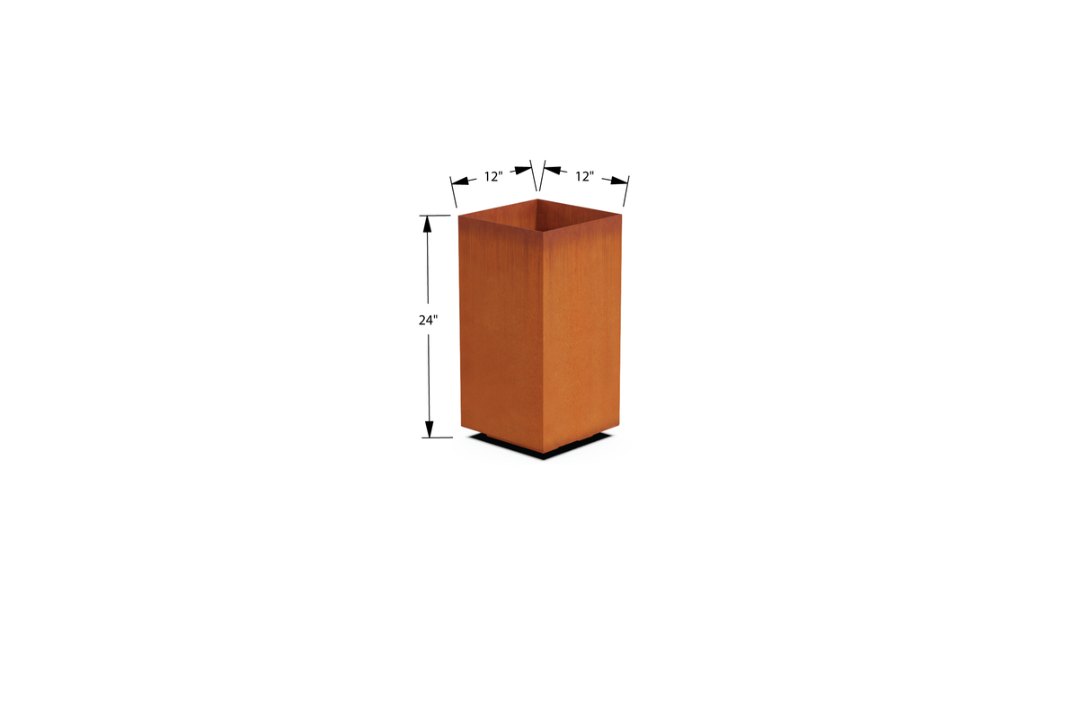 Corten Steel Cube Tall Planter – 24" to 48" H