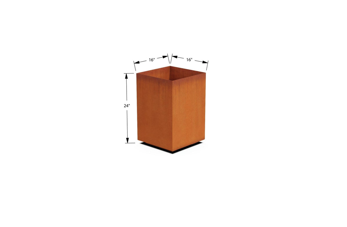 Corten Steel Tall Cube Planter - Plantercraft