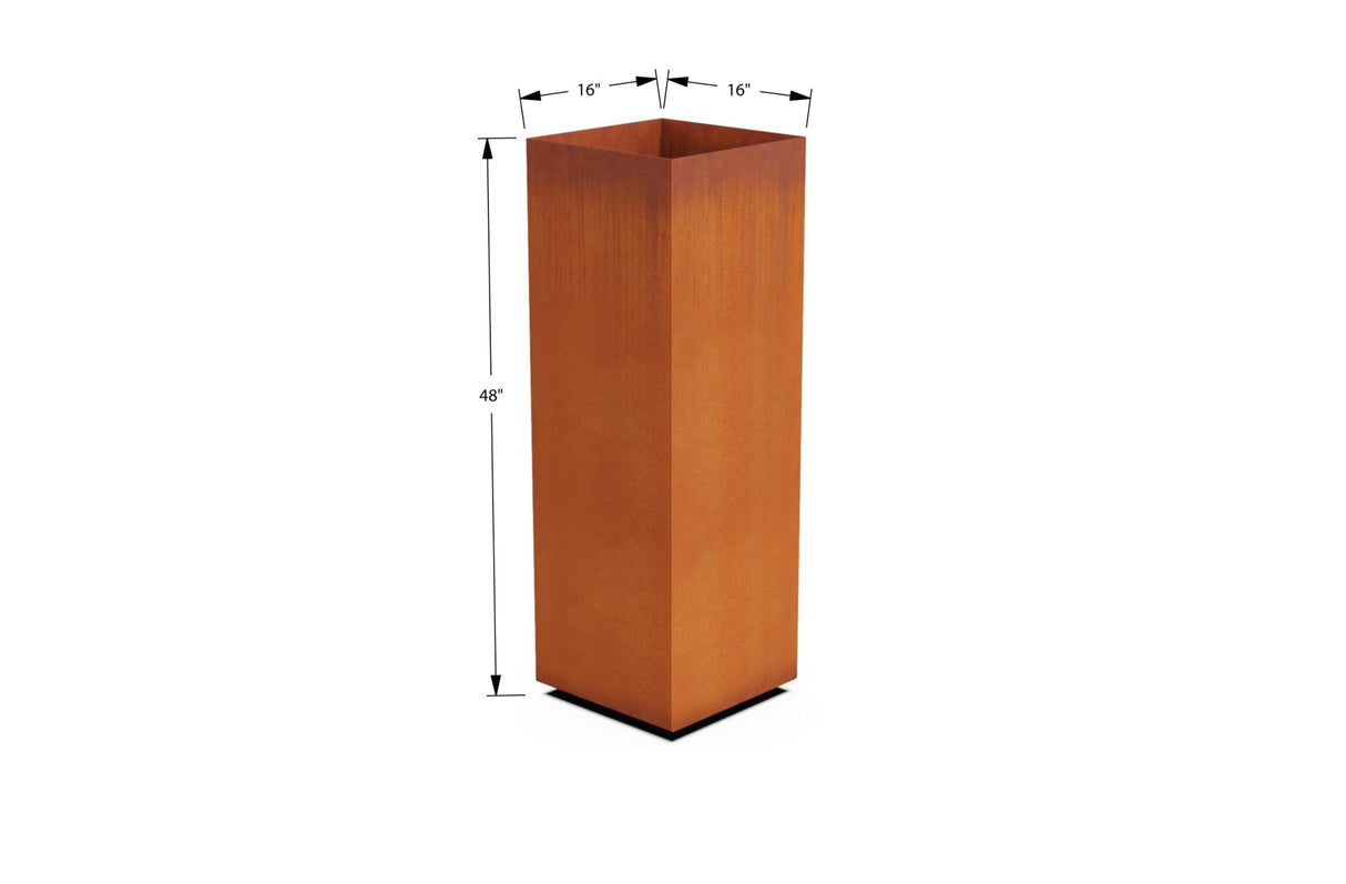 Corten Steel Tall Cube Planter - Plantercraft