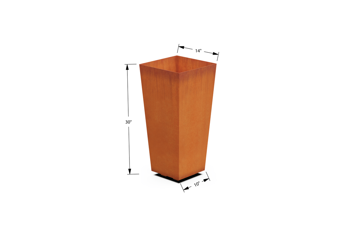 Corten Steel Tapered Tall Planter – 30" to 42" H