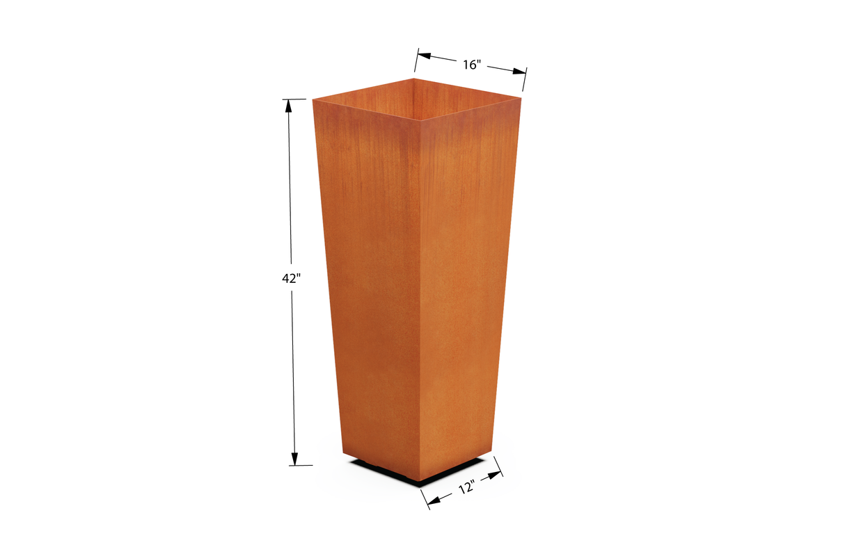Corten Steel Tapered Tall Planter – 30" to 42" H