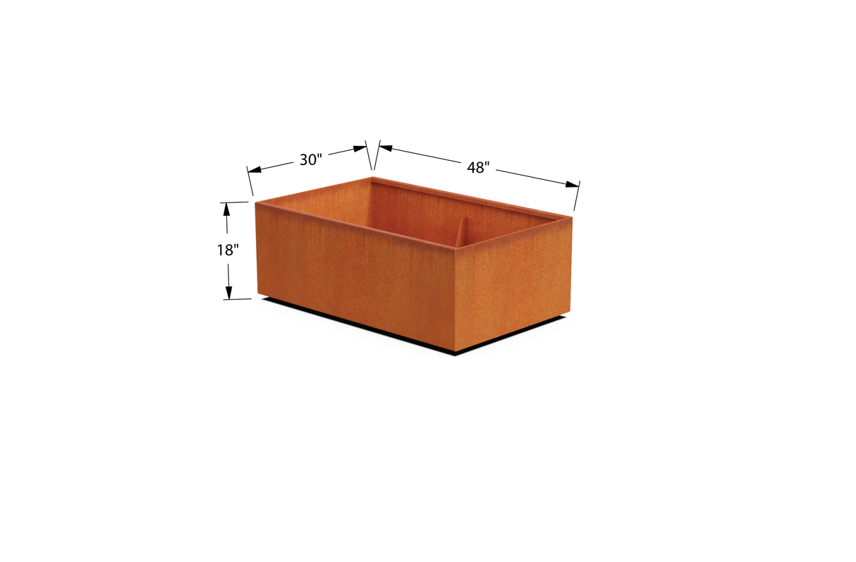 Corten Steel Wide Rectangular Planter – 30" W