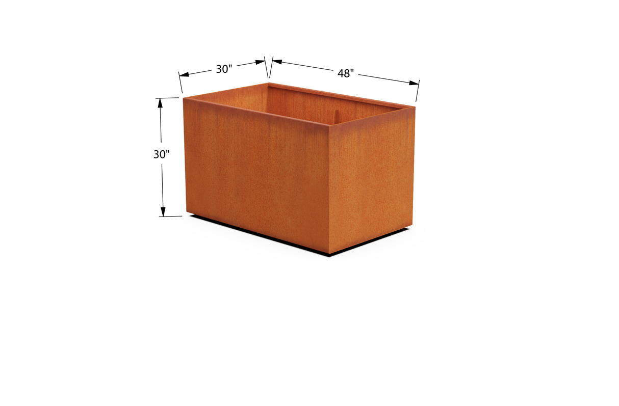 Corten Steel Wide Rectangular Planter – 30" W