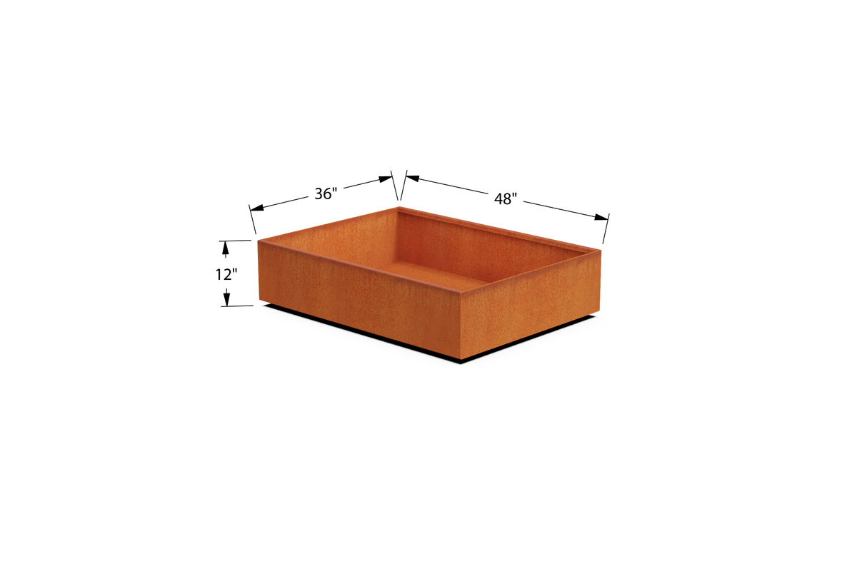 Corten Steel Wide Rectangular Planter – 36" W