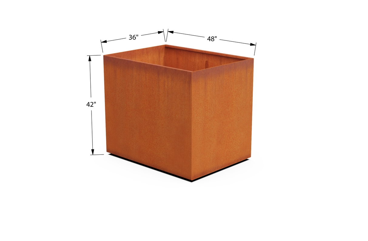 Corten Steel Wide Rectangular Planter – 36" W