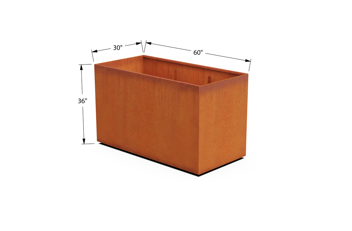 Corten Steel Wide Rectangular Planter – 30" W