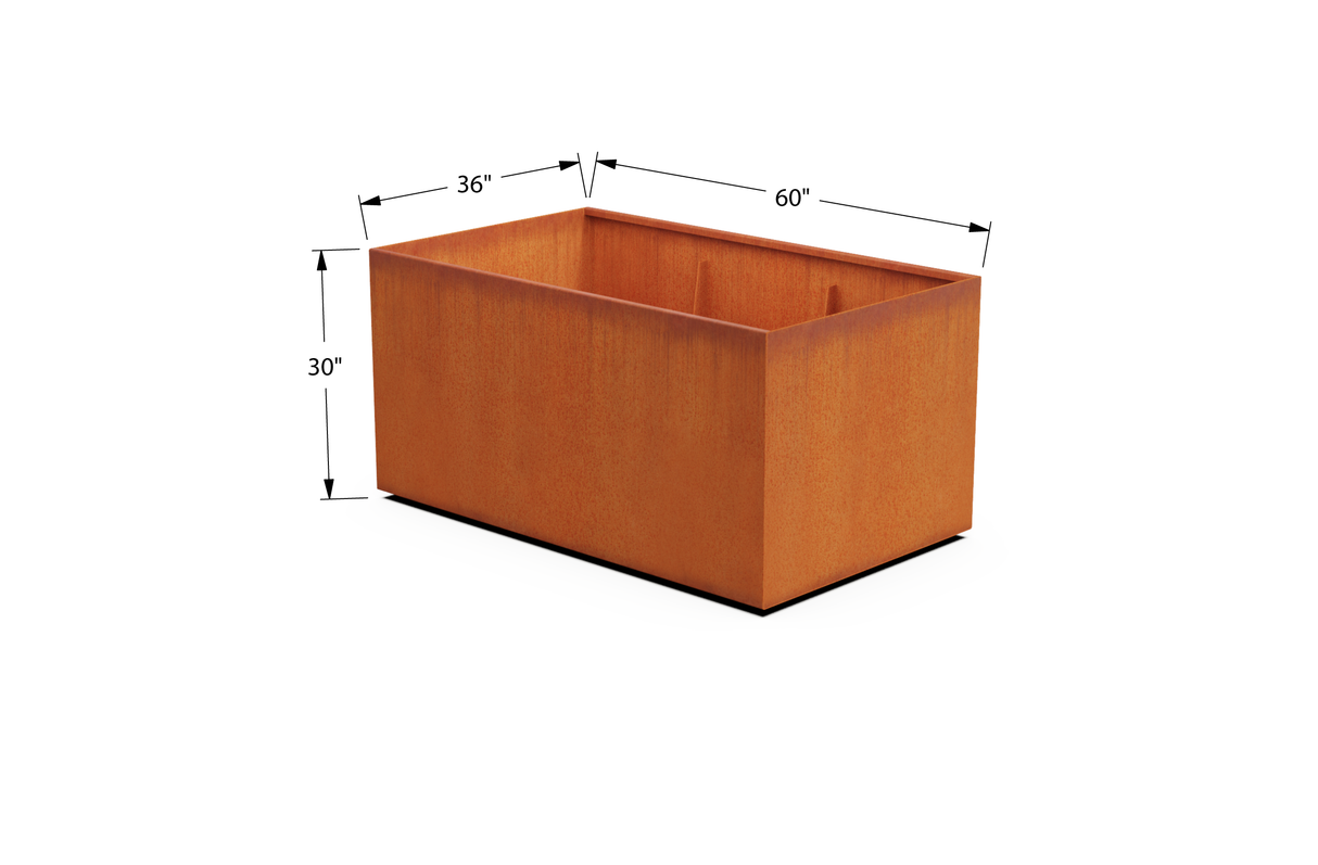 Corten Steel Wide Rectangular Planter – 36" W