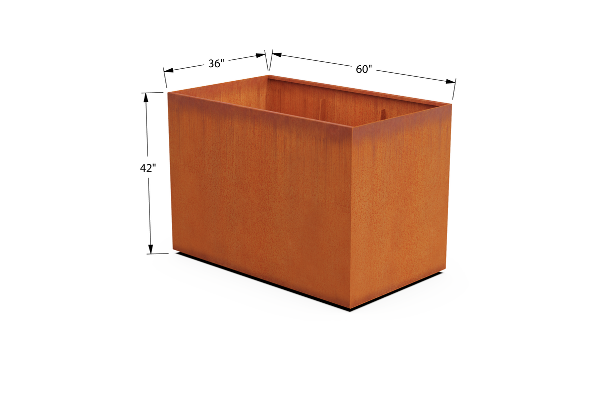 Corten Steel Wide Rectangular Planter – 36" W